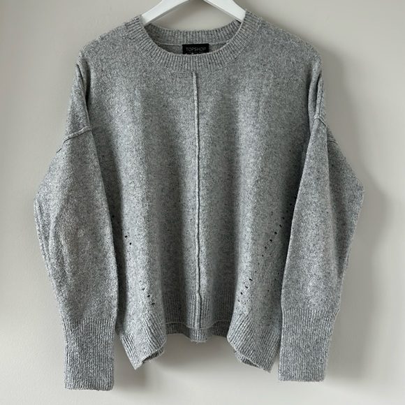 Topshop Gray Crewneck Sweater Pullover Cozy Warm Soft Chucky Knit Lounge Medium - Picture 1 of 10